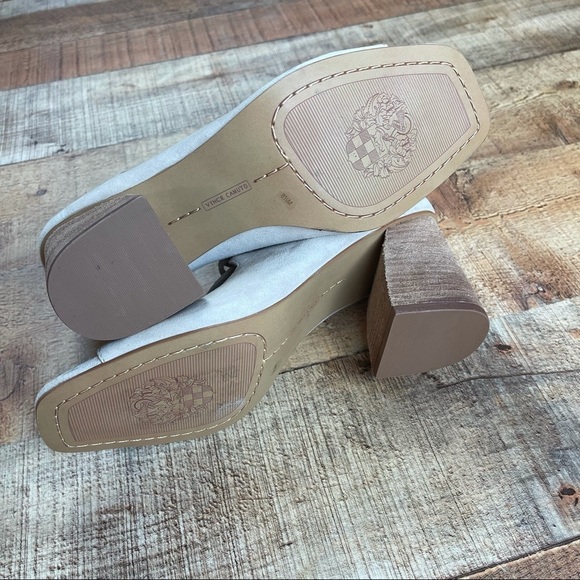 NEW Vince Camuto 8.5 Nahara Beige Suede Lace-up Sandal Block Chunky Heel - Picture 5 of 10